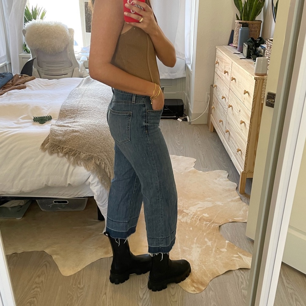 Two tone wide leg jeans